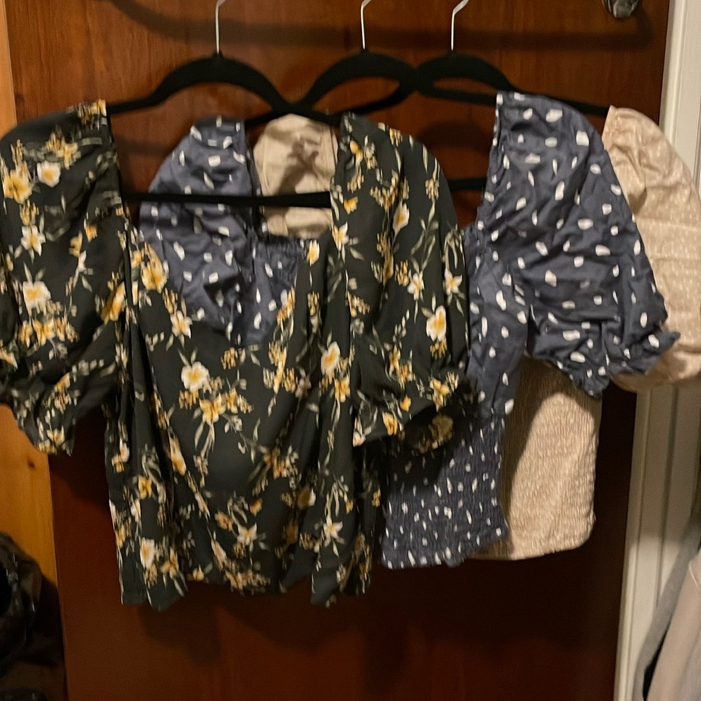 Bundle of 3 Abercrombie Puff Sleeve Tops